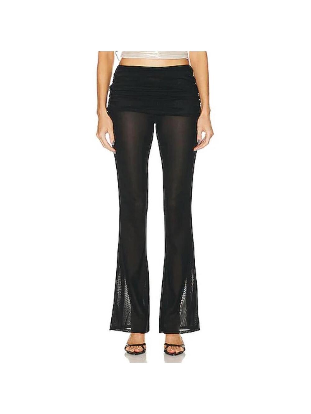 MIAOU Black Mesh Fold-over Alana Pants Sz. XS NWT $195
